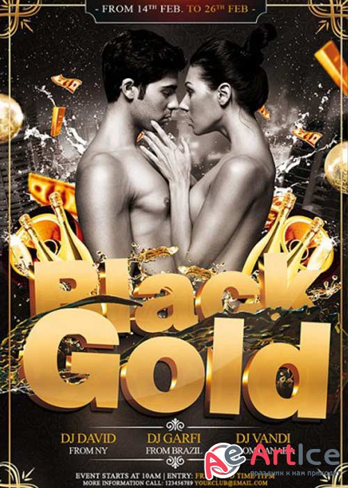 Black Gold Party Premium Flyer Template