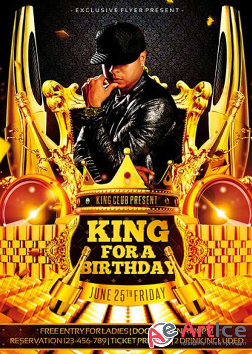 King for a Birthday Premium Flyer Template + Facebook Cover