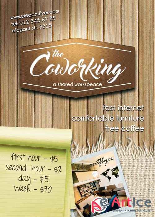 Coworking Premium Flyer PSD Template + Facebook Cover