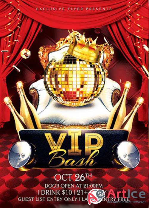 VIP Bash Premium Flyer Template + Facebook Cover