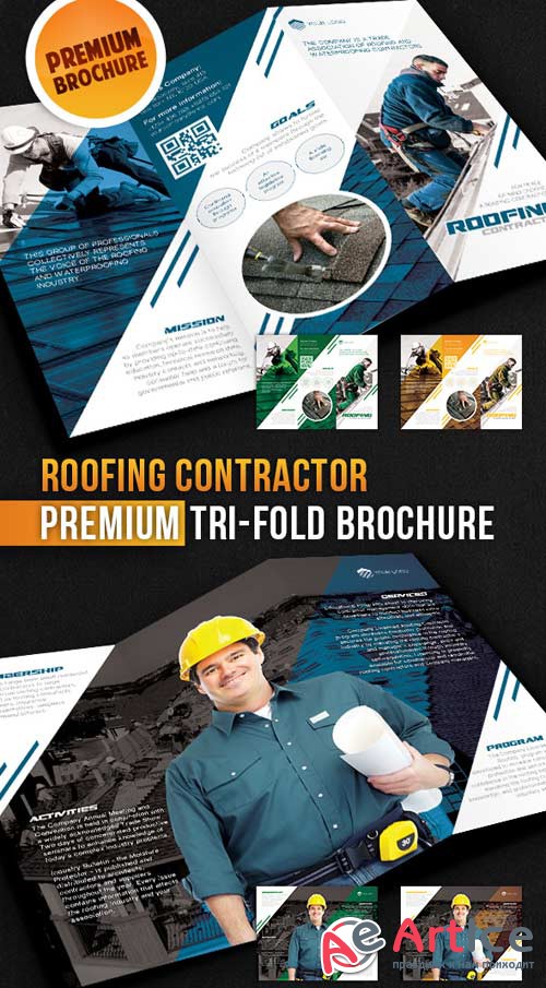 Roofing Contractor  Tri-Fold Brochure PSD Template