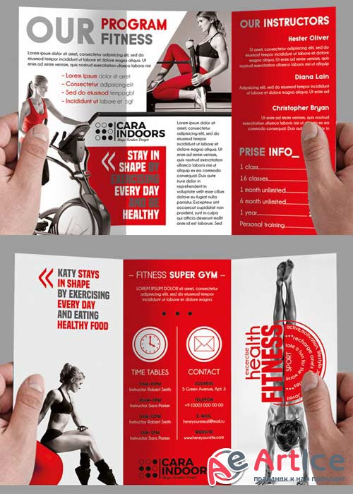 Fitness Tri-Fold Brochure PSD Template