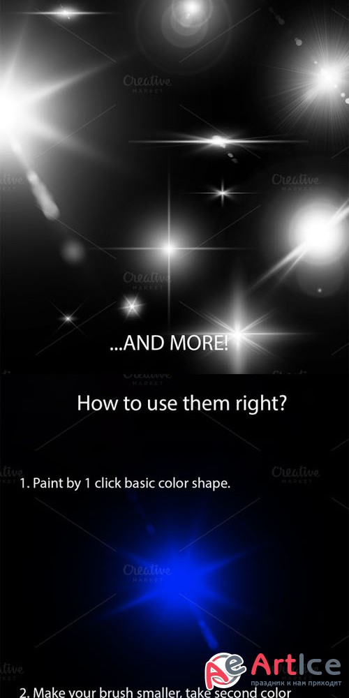 Creativemarket - Lens Flare & Stars Photoshop Brushes 195121