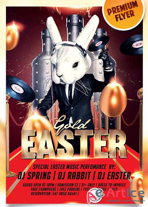 Gold Easter Flyer PSD Template + Facebook Cover