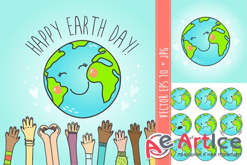 Earth globe set in vector - Creativemarket 254011