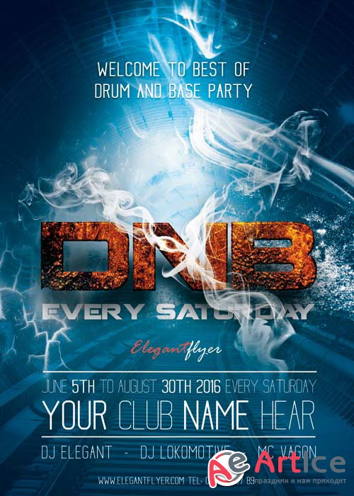 DNB Premium Flyer PSD Template + Facebook Cover