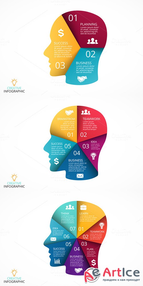 6 infographics with human face. v2 - Creativemarket 333937