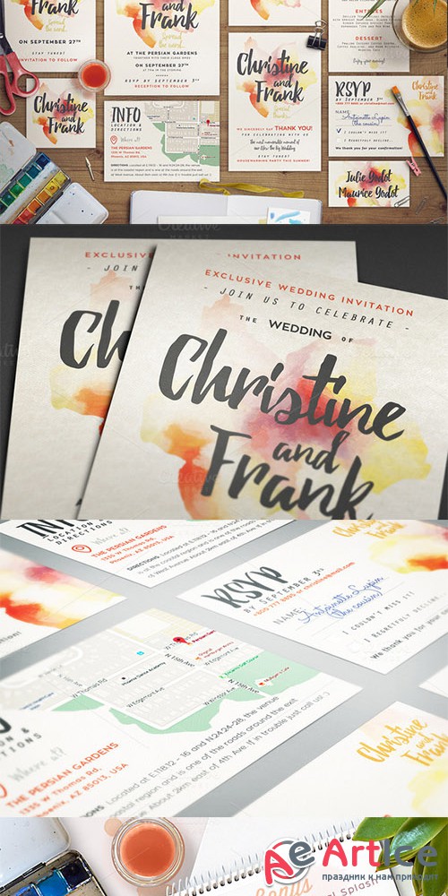 Dreamy Watercolor Wedding Suite - Creativemarket 552853