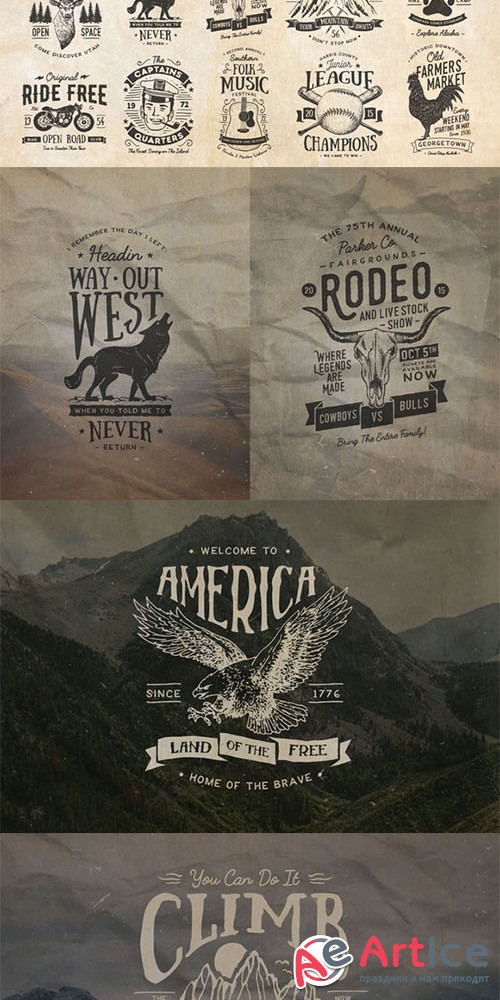 Vintage Americana Badges and Logos - Creativemarket 362299