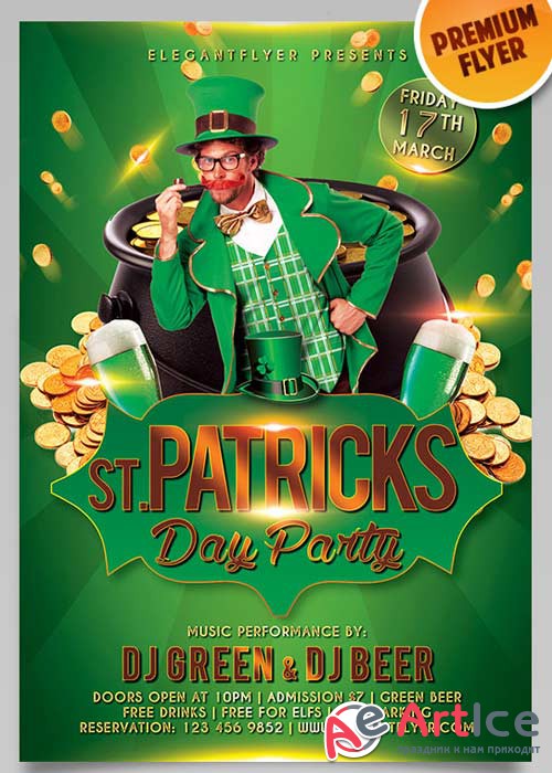 St. Patricks Day Flyer PSD Template + Facebook Cover