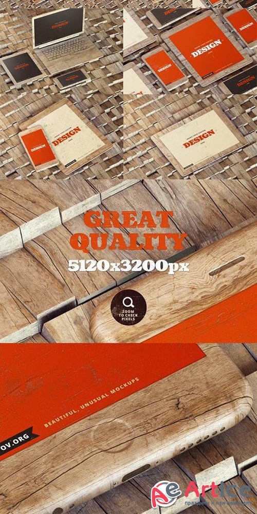 Wooden Unusual Mock-ups