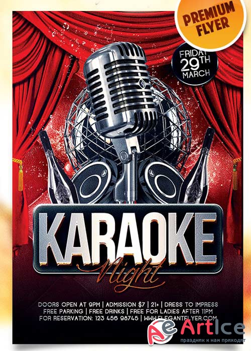 Karaoke Night Flyer PSD Template + Facebook Cover