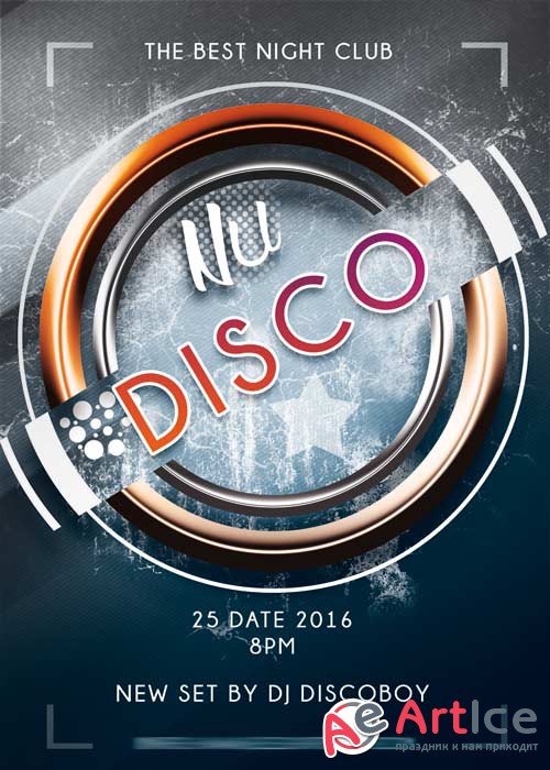 Nu Disco PREMIUM Flyer PSD Template + Facebook Cover