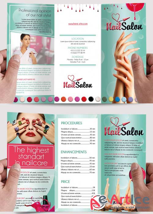 Nail Tri fold PSD Template