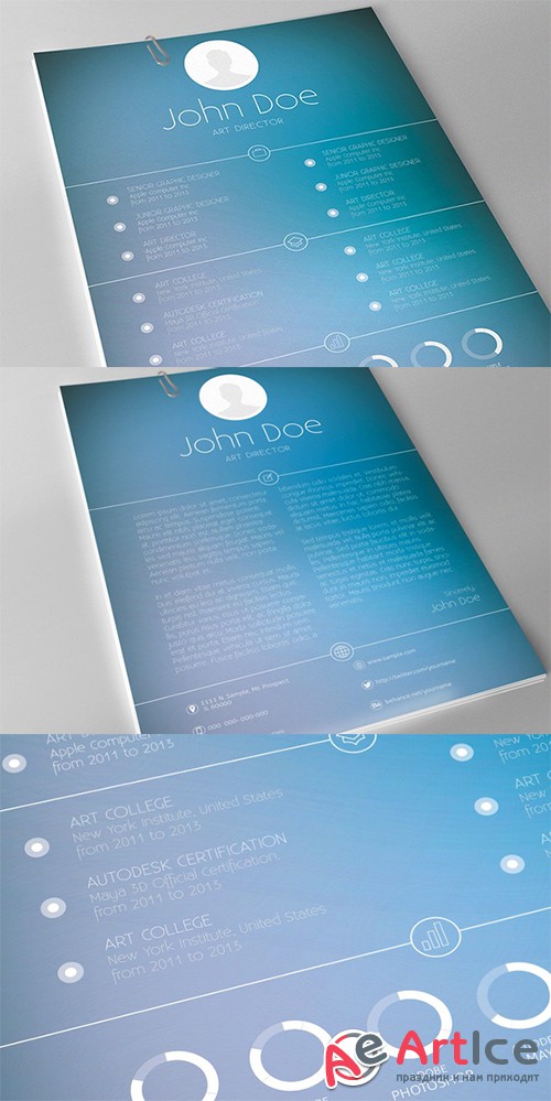 Modern 2-Piece Resume Template - Creativemarket 27324