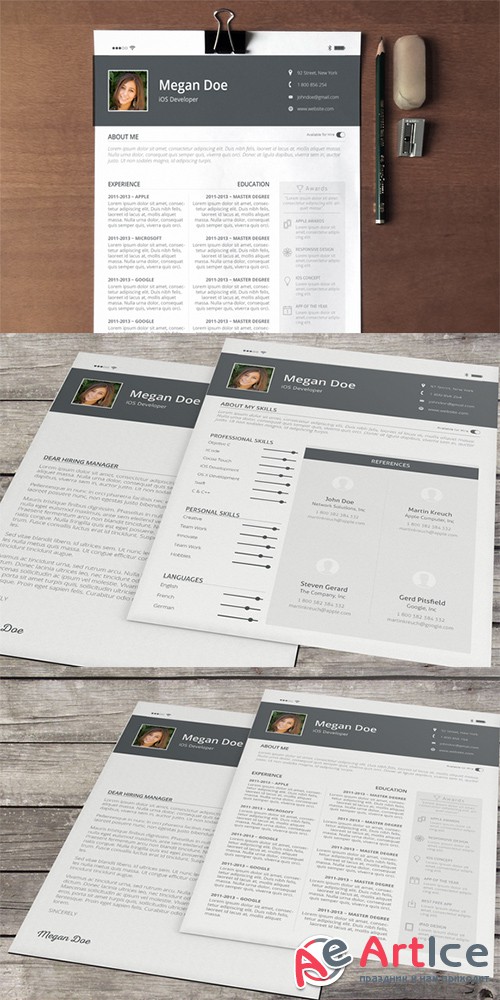 iOS Feel Resume & Cover Letter - Creativemarket 206974