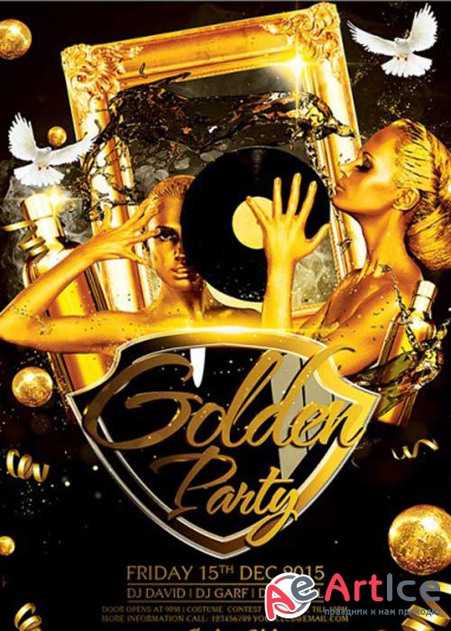 Golden Party Premium Flyer Template + Facebook Cover