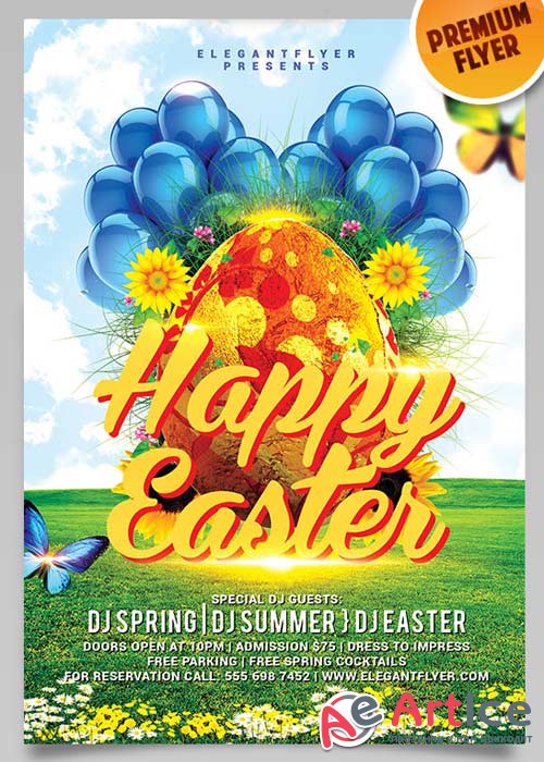 Happy Easter Flyer V2 PSD Template + Facebook Cover