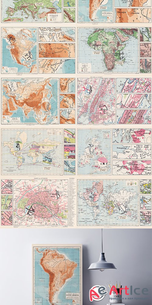 Antique Maps - Poster Size Edition - Creativemarket 514292