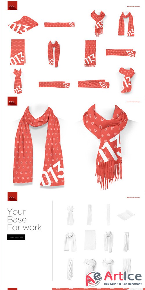 Scarves (many types) Mock-up - Creativemarket 450569