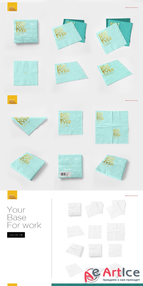 Custom Printed Napkin Mock-up - Creativemarket 419941