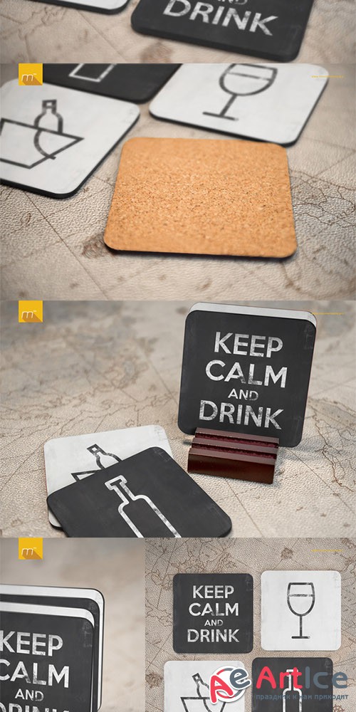 Wine Coasters Mock-up - Creativemarket 486346