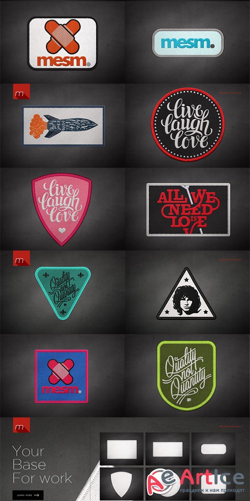 Patch 10 Shapes Mock-up - Creativemarket 537030