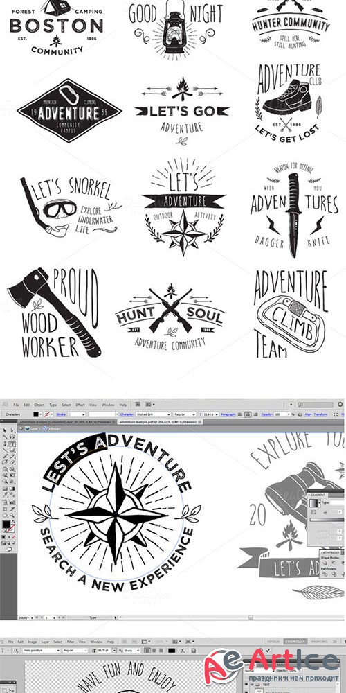 15 Adventure Badges - Creativemarket 223494