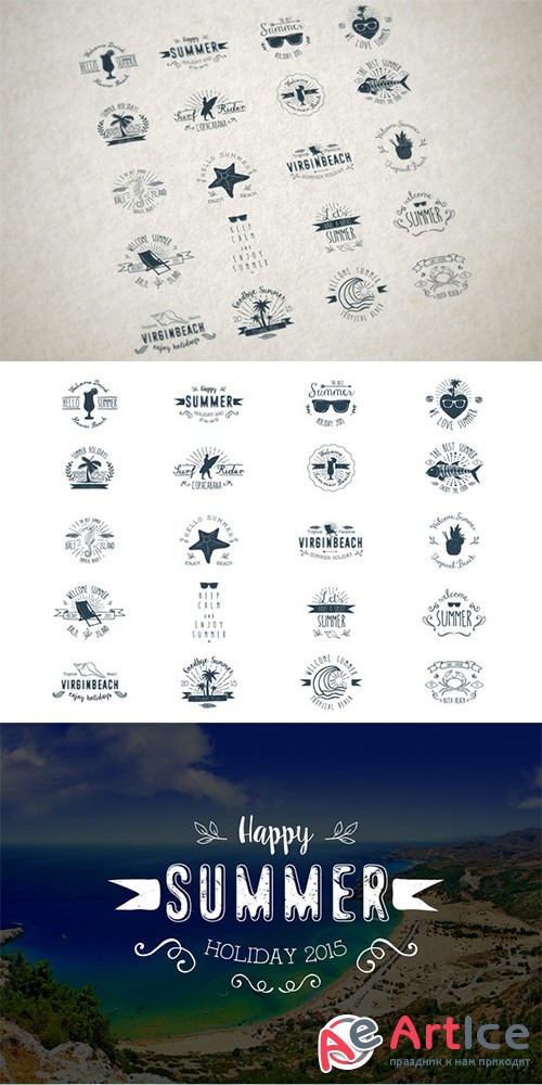 20 Summer Badges - Creativemarket 177015