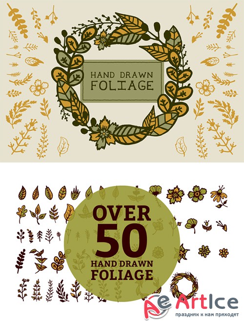 Hand drawn foliage - Creativemarket 402998