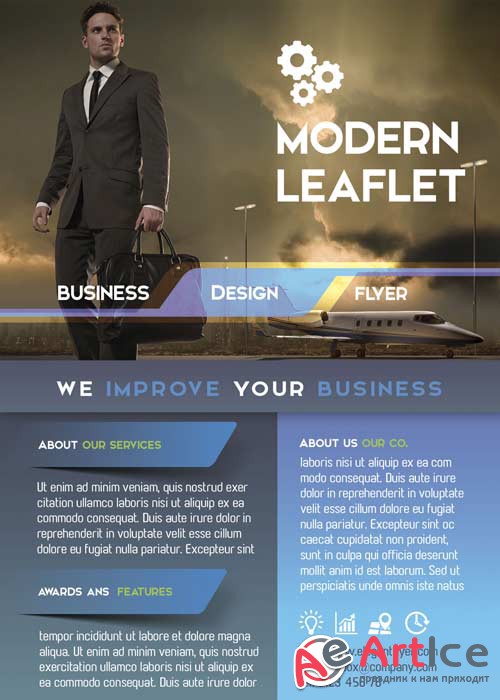 Modern leaflet PREMIUM Flyer PSD Template + Facebook Cover