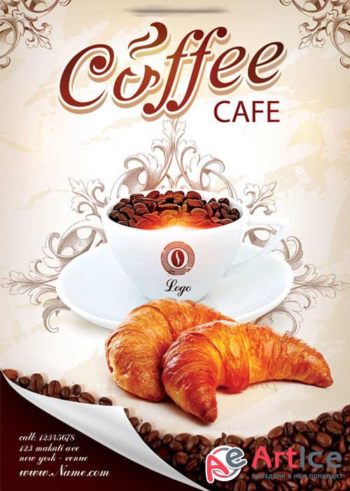 Coffe Cafe Flyer PSD Template