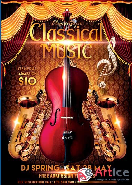 Classical music Flyer PSD Template + Facebook Cover