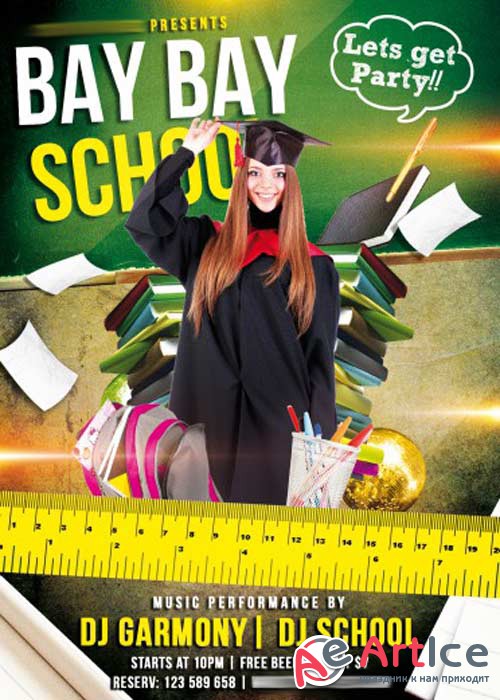 Bay bay School Party Flyer PSD Template + Facebook Cover