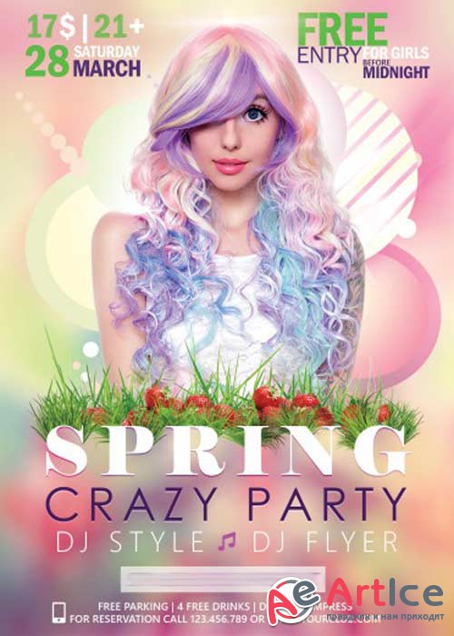 Spring Crazy Party V1 Flyer PSD Template + Facebook Cover