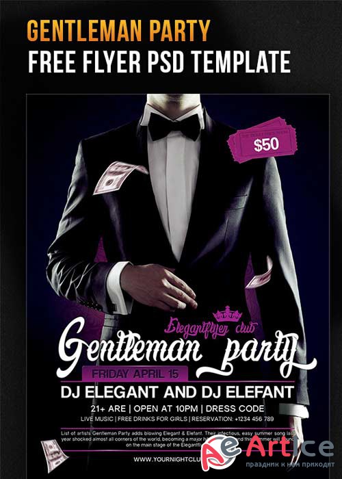 Gentleman Party Flyer PSD Template + Facebook Cover