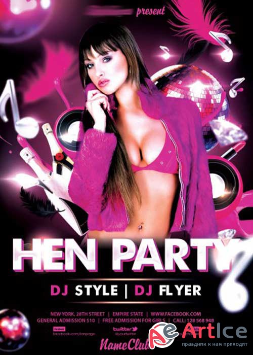 Hen Party PSD Flyer Template + Facebook Cover