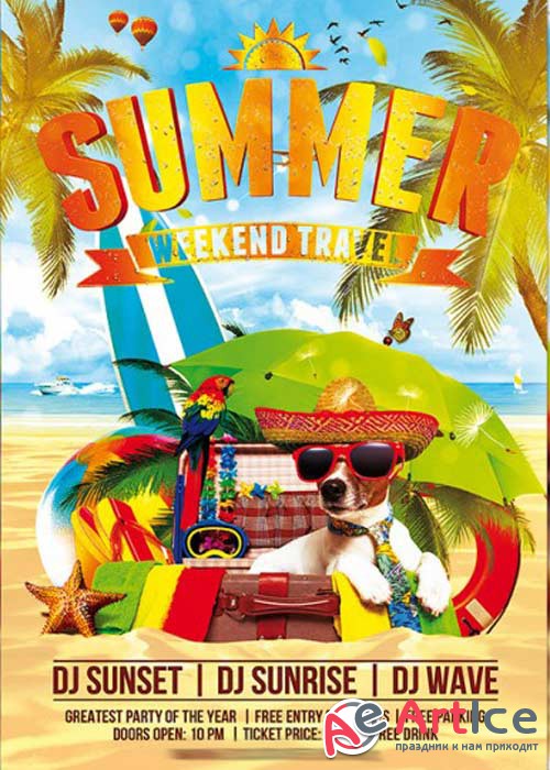 Summer V2 Holiday Travel - Premium Flyer Template + Facebook Cover