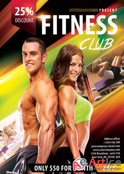 Fitness Club Flyer PSD Template + Facebook Cover