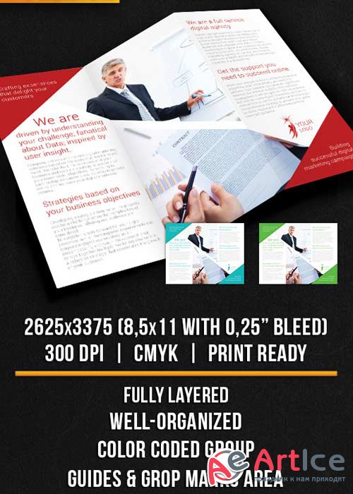 Marketing Agency Tri-Fold Brochure PSD Template