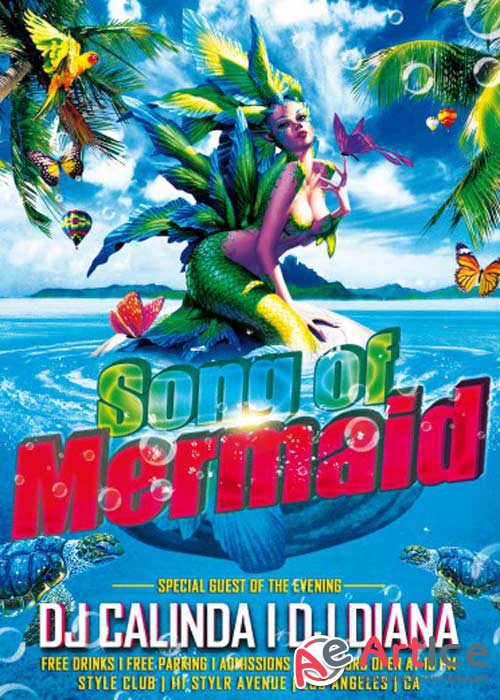 Mermaid song Flyer PSD Template + Facebook Cover