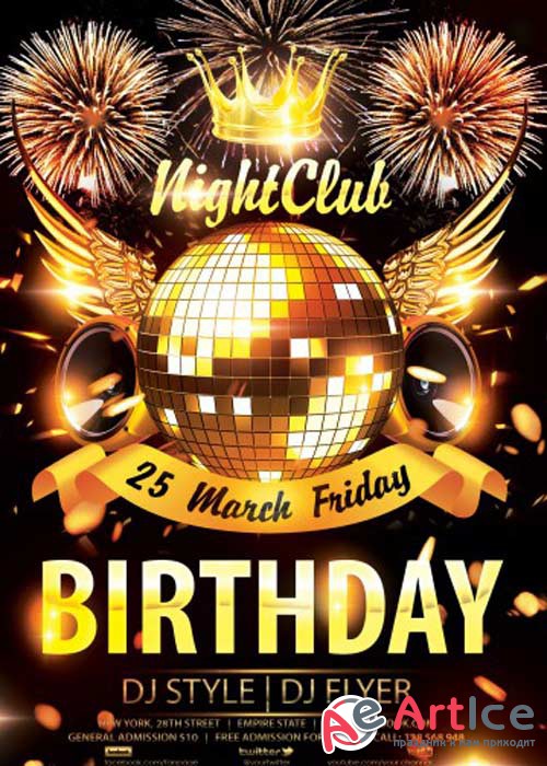 Night Club Birthday V2 PSD Flyer Template