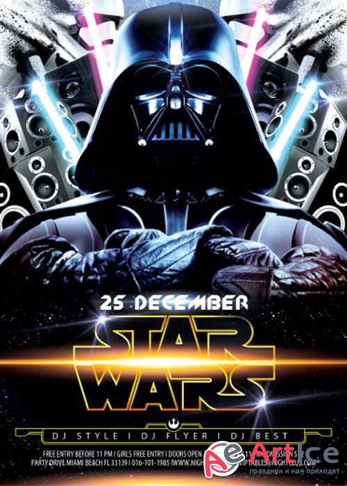 Star Wars Party V2 Flyer PSD Template + Facebook Cover