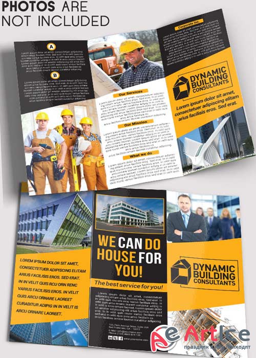 Building Agency Tri-Fold Brochure PSD Template