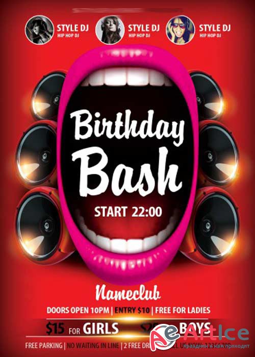 Birthday Bash V5 Flyer PSD Template + Facebook Cover