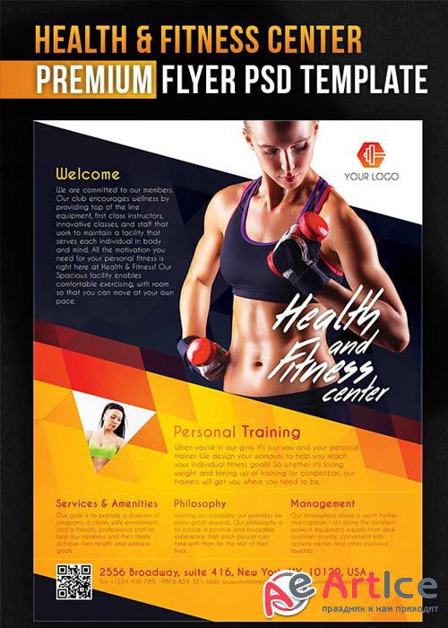 Health and Fitness Center Flyer PSD Template + Facebook Cover