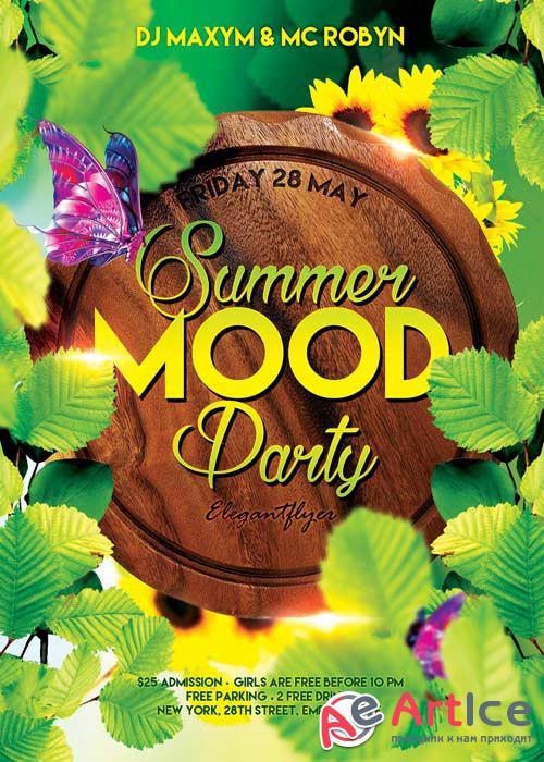 Summer Mood Party Flyer PSD Template + Facebook Cover