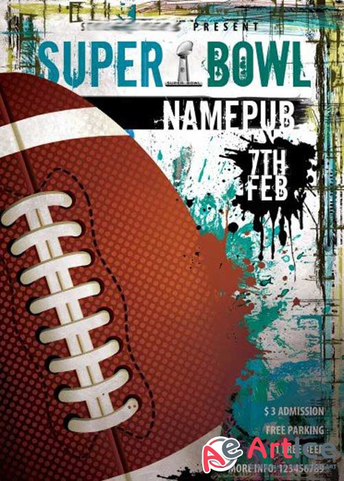 Super Bowl V3 PSD Flyer Template + Facebook Cover