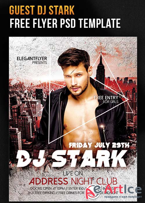 Guest Dj Stark Flyer PSD Template + Facebook Cover