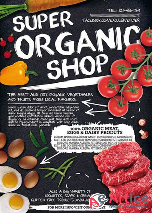 Organic Shop Premium Business Flyer PSD Template + Facebook Cover